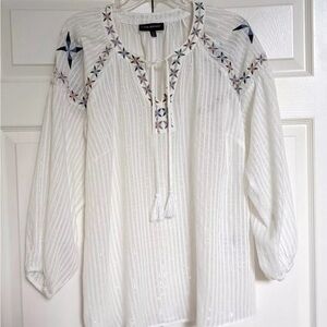 White Embroidered Women's Top